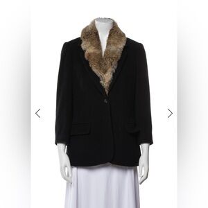 Elizabeth and James Black Fur Lined Blazer